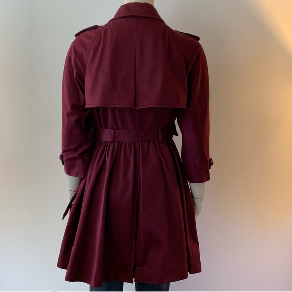 Miu Miu Burgandy Cotton Trench Coat - Picture 2 of 8